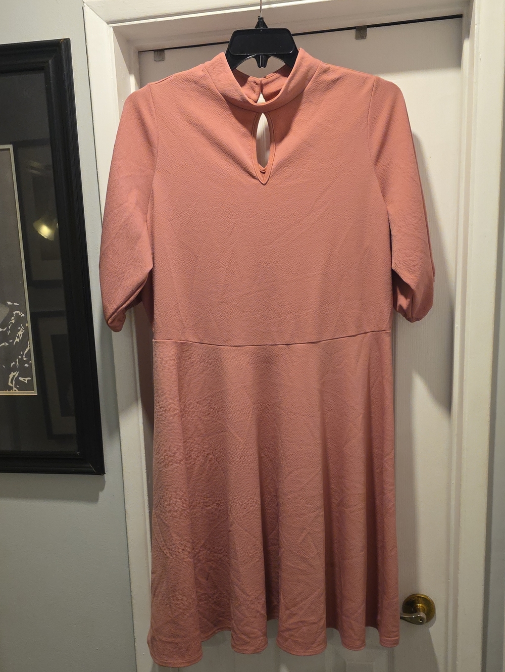 Ashley Stewart Dusty Rose Mock Neck A-Line Midi Dress